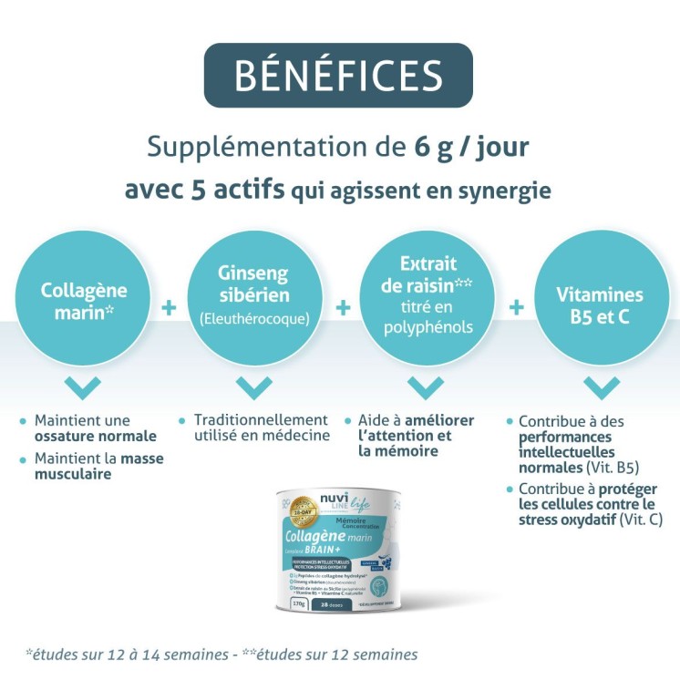 Marine collagen - Memory and concentration - Omega-3 DHA Plant-based